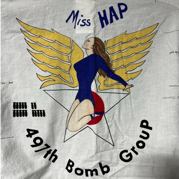 Vintage Test Pilot All Over Print Military Miss Hap 497th Bomb Group Shirt Small - Picture 8 of 8